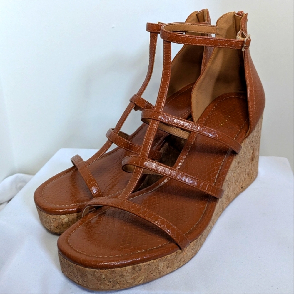 Platform Python Look Cork Wedge Sandals size 11